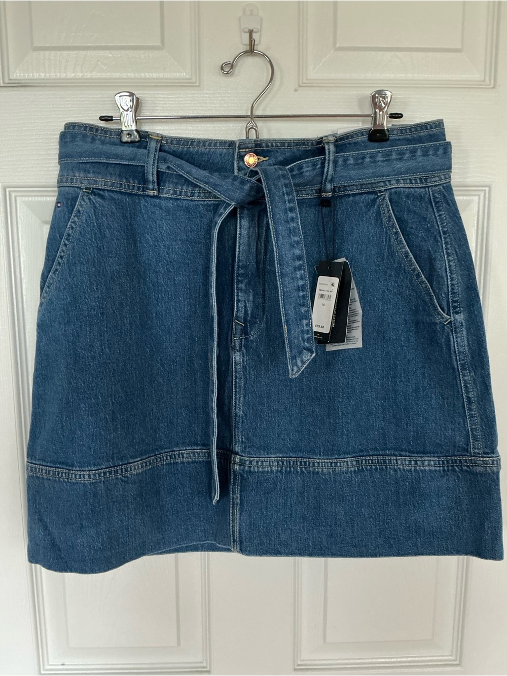 Denim Tie-Waist Mini Skirt - Blue